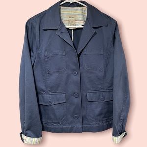 LL Bean Blazer Coat Jacket Womens Size S Blue  Casual Career.